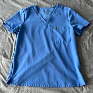 Figs Sky Blue V-Neck Scrub Top